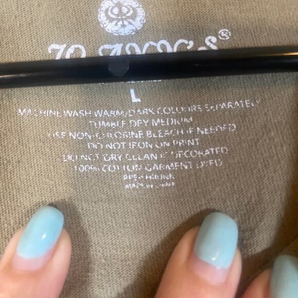 Jo Anne Olive Green Short Sleeve Aruba One Happy Island T-Shirt Women Sz L - Picture 7 of 7